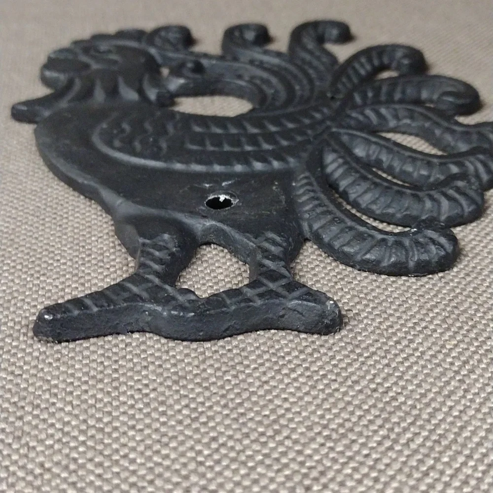 Pair cast iron rooster plaques